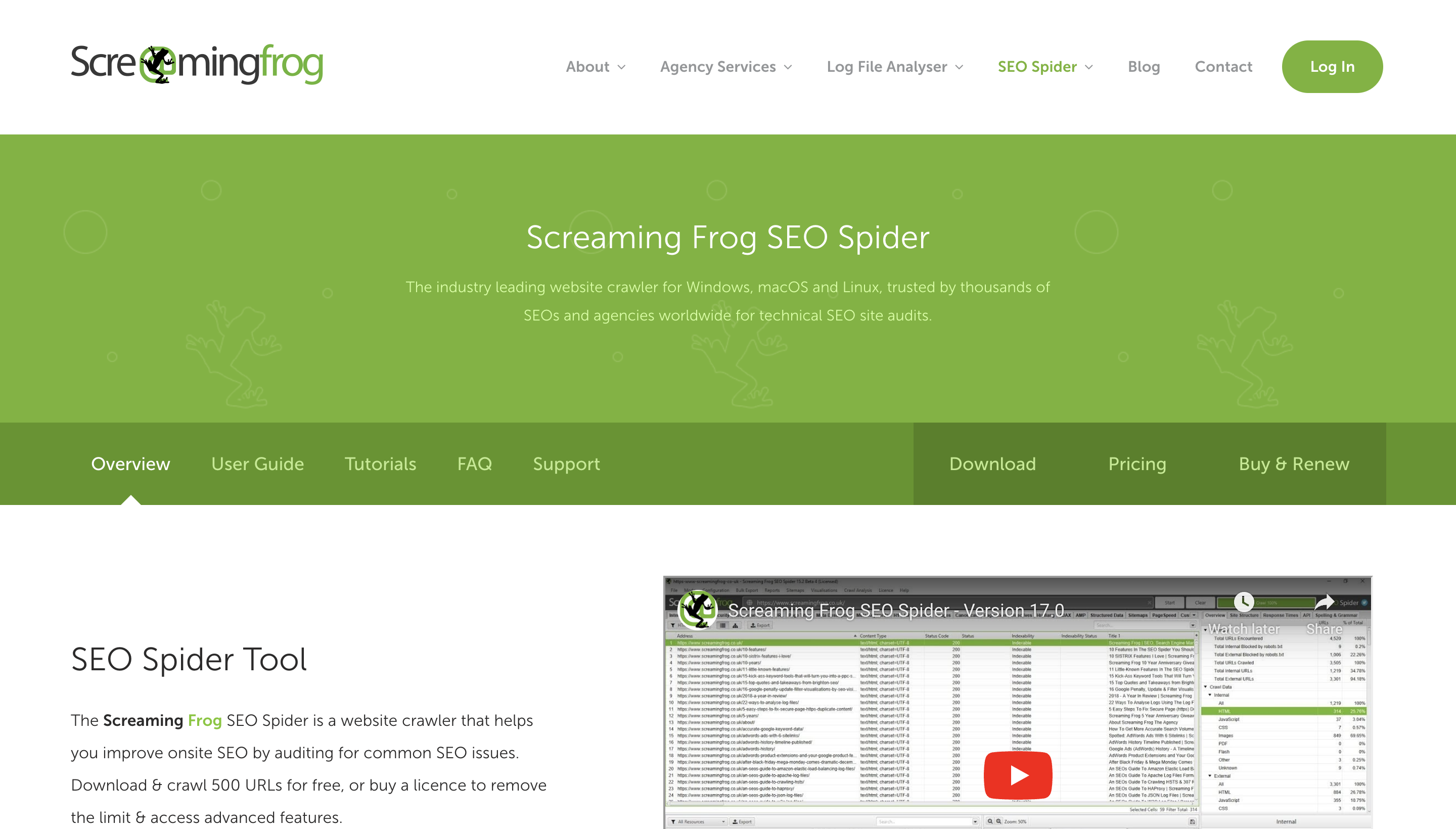 Screaming Frog Home Page
