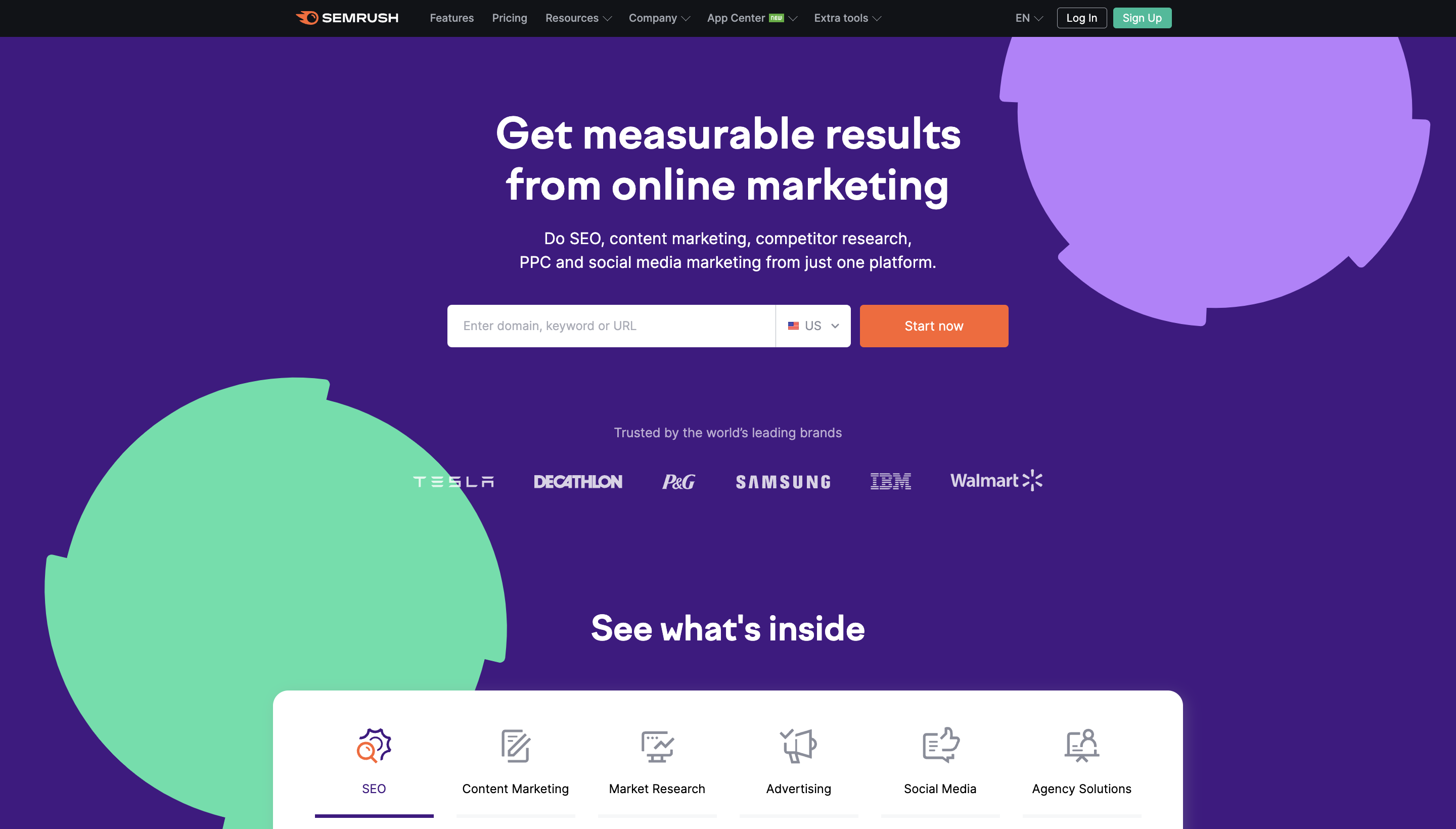 Semrush Home Page