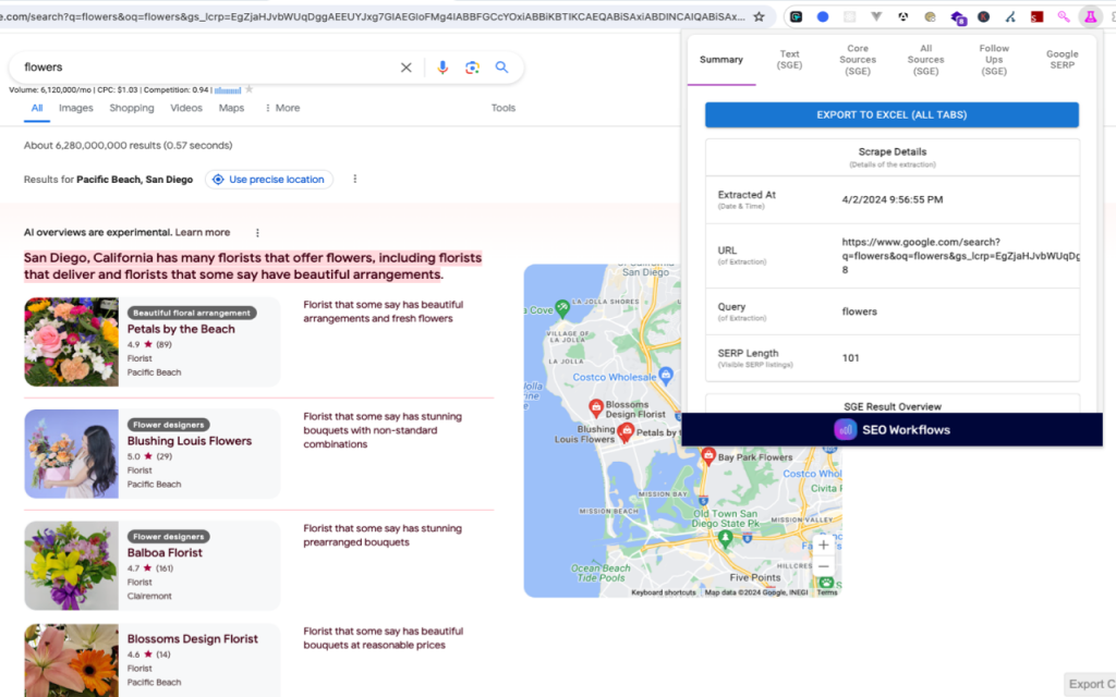 Google AI Overviews SERP Extractor sge