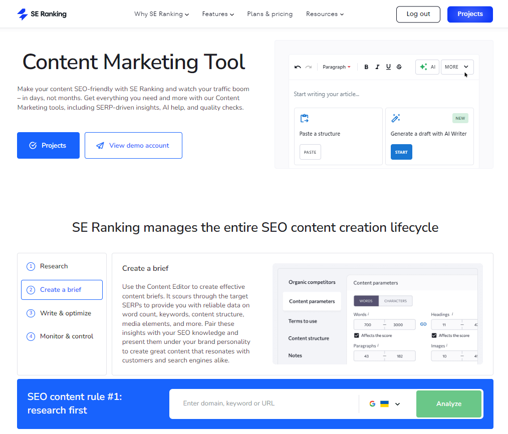 content marketing tool se ranking en